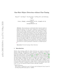 One-Shot Object Detection without Fine-Tuning
