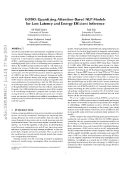 GOBO: Quantizing Attention-Based NLP Models for Low Latency and Energy
  Efficient Inference