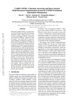 CAiRE-COVID: A Question Answering and Query-focused Multi-Document
  Summarization System for COVID-19 Scholarly Information Management