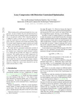 Lossy Compression with Distortion Constrained Optimization