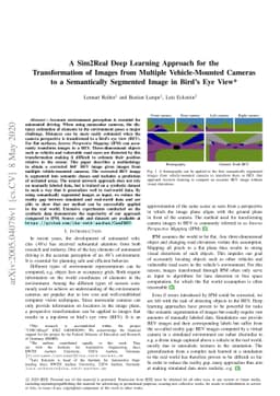 A Sim2Real Deep Learning Approach for the Transformation of Images from
  Multiple Vehicle-Mounted Cameras to a Semantically Segmented Image in Bird's
  Eye View