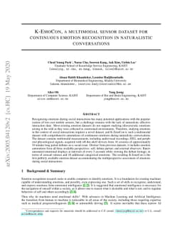 K-EmoCon, a multimodal sensor dataset for continuous emotion recognition
  in naturalistic conversations