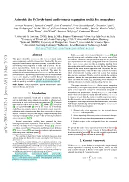 Asteroid: the PyTorch-based audio source separation toolkit for
  researchers