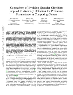 Comparison of Evolving Granular Classifiers applied to Anomaly Detection
  for Predictive Maintenance in Computing Centers