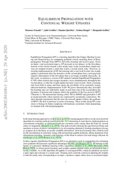 Equilibrium Propagation with Continual Weight Updates