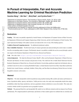 In Pursuit of Interpretable, Fair and Accurate Machine Learning for
  Criminal Recidivism Prediction