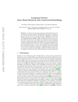 Condensed Movies: Story Based Retrieval with Contextual Embeddings