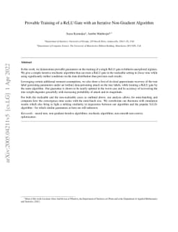 Provable Training of a ReLU Gate with an Iterative Non-Gradient
  Algorithm
