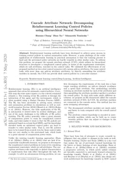 Cascade Attribute Network: Decomposing Reinforcement Learning Control
  Policies using Hierarchical Neural Networks