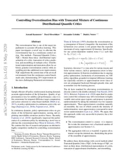 Controlling Overestimation Bias with Truncated Mixture of Continuous
  Distributional Quantile Critics