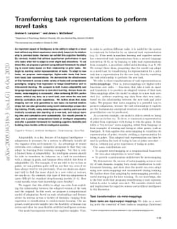 Transforming task representations to perform novel tasks