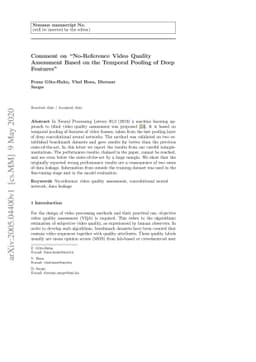 Comment on "No-Reference Video Quality Assessment Based on the Temporal
  Pooling of Deep Features"