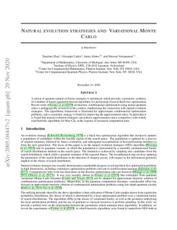 Natural evolution strategies and variational Monte Carlo