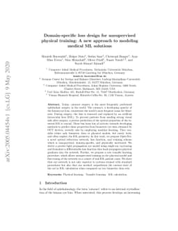 Domain-specific loss design for unsupervised physical training: A new
  approach to modeling medical ML solutions