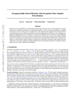 Escaping Saddle Points Efficiently with Occupation-Time-Adapted
  Perturbations