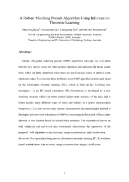 A Robust Matching Pursuit Algorithm Using Information Theoretic Learning