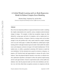 A Unified Weight Learning and Low-Rank Regression Model for Robust
  Complex Error Modeling