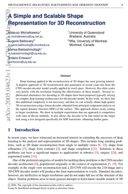 A Simple and Scalable Shape Representation for 3D Reconstruction