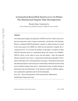A Generalized Kernel Risk Sensitive Loss for Robust Two-Dimensional
  Singular Value Decomposition