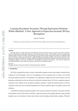 Learning Descriptors Invariance Through Equivalence Relations Within
  Manifold: A New Approach to Expression Invariant 3D Face Recognition