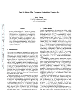 Fair Division: The Computer Scientist's Perspective