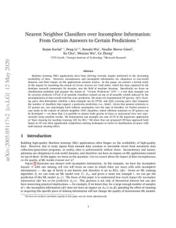 Nearest Neighbor Classifiers over Incomplete Information: From Certain
  Answers to Certain Predictions