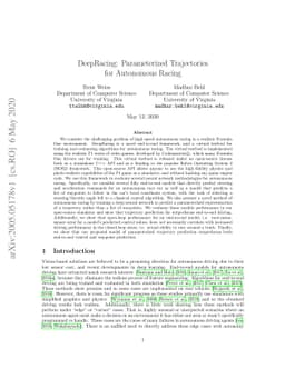 DeepRacing: Parameterized Trajectories for Autonomous Racing