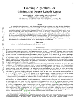 Learning Algorithms for Minimizing Queue Length Regret