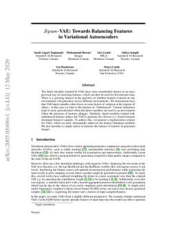 Jigsaw-VAE: Towards Balancing Features in Variational Autoencoders