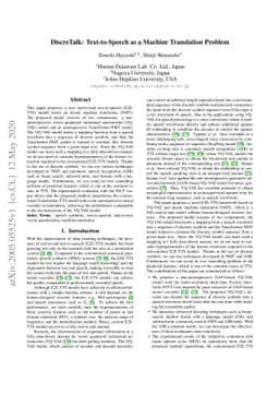 DiscreTalk: Text-to-Speech as a Machine Translation Problem
