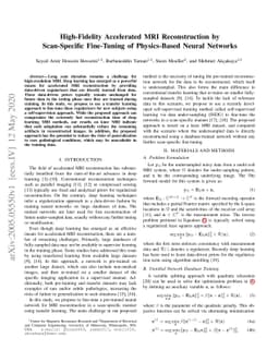 High-Fidelity Accelerated MRI Reconstruction by Scan-Specific
  Fine-Tuning of Physics-Based Neural Networks