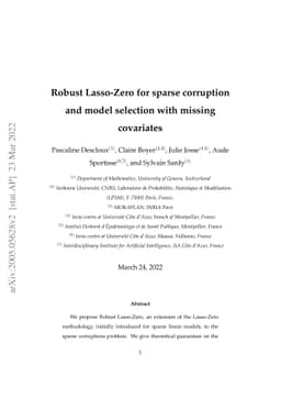 Robust Lasso-Zero for sparse corruption and model selection with missing
  covariates