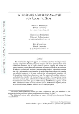 A Frobenius Algebraic Analysis for Parasitic Gaps