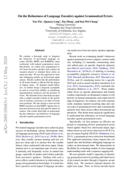 On the Robustness of Language Encoders against Grammatical Errors