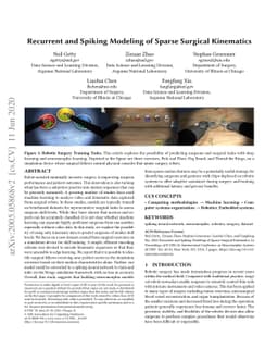 Recurrent and Spiking Modeling of Sparse Surgical Kinematics