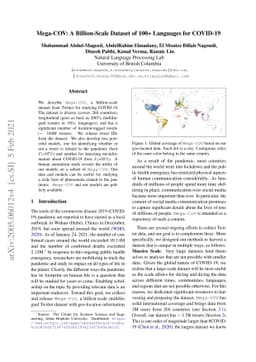 Mega-COV: A Billion-Scale Dataset of 100+ Languages for COVID-19