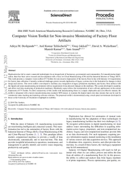 Computer Vision Toolkit for Non-invasive Monitoring of Factory Floor
  Artifacts