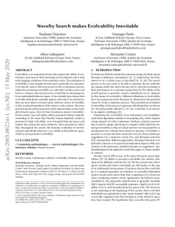 Novelty Search makes Evolvability Inevitable
