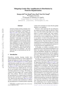 Mitigating Gender Bias Amplification in Distribution by Posterior
  Regularization