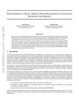 Pose Proposal Critic: Robust Pose Refinement by Learning Reprojection
  Errors