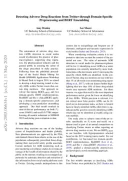 Detecting Adverse Drug Reactions from Twitter through Domain-Specific
  Preprocessing and BERT Ensembling