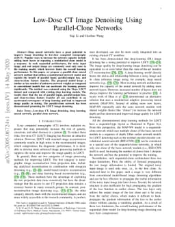Low-Dose CT Image Denoising Using Parallel-Clone Networks
