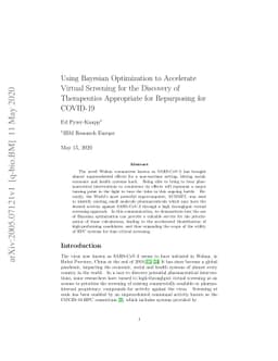 Using Bayesian Optimization to Accelerate Virtual Screening for the
  Discovery of Therapeutics Appropriate for Repurposing for COVID-19