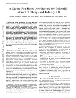 A Secure Fog Based Architecture for Industrial Internet of Things and
  Industry 4.0