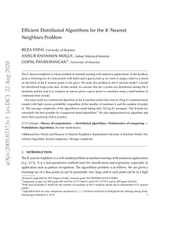 Efficient Distributed Algorithms for the $K$-Nearest Neighbors Problem