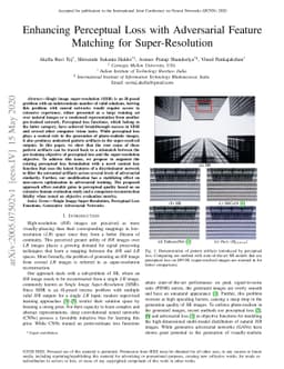 Enhancing Perceptual Loss with Adversarial Feature Matching for
  Super-Resolution