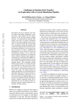 Challenges in Emotion Style Transfer: An Exploration with a Lexical
  Substitution Pipeline