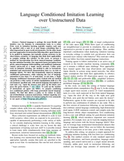 Language Conditioned Imitation Learning over Unstructured Data