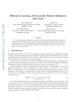 Efficiently Learning Adversarially Robust Halfspaces with Noise