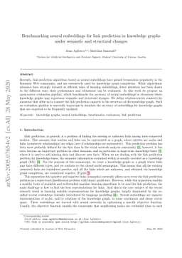 Benchmarking neural embeddings for link prediction in knowledge graphs
  under semantic and structural changes